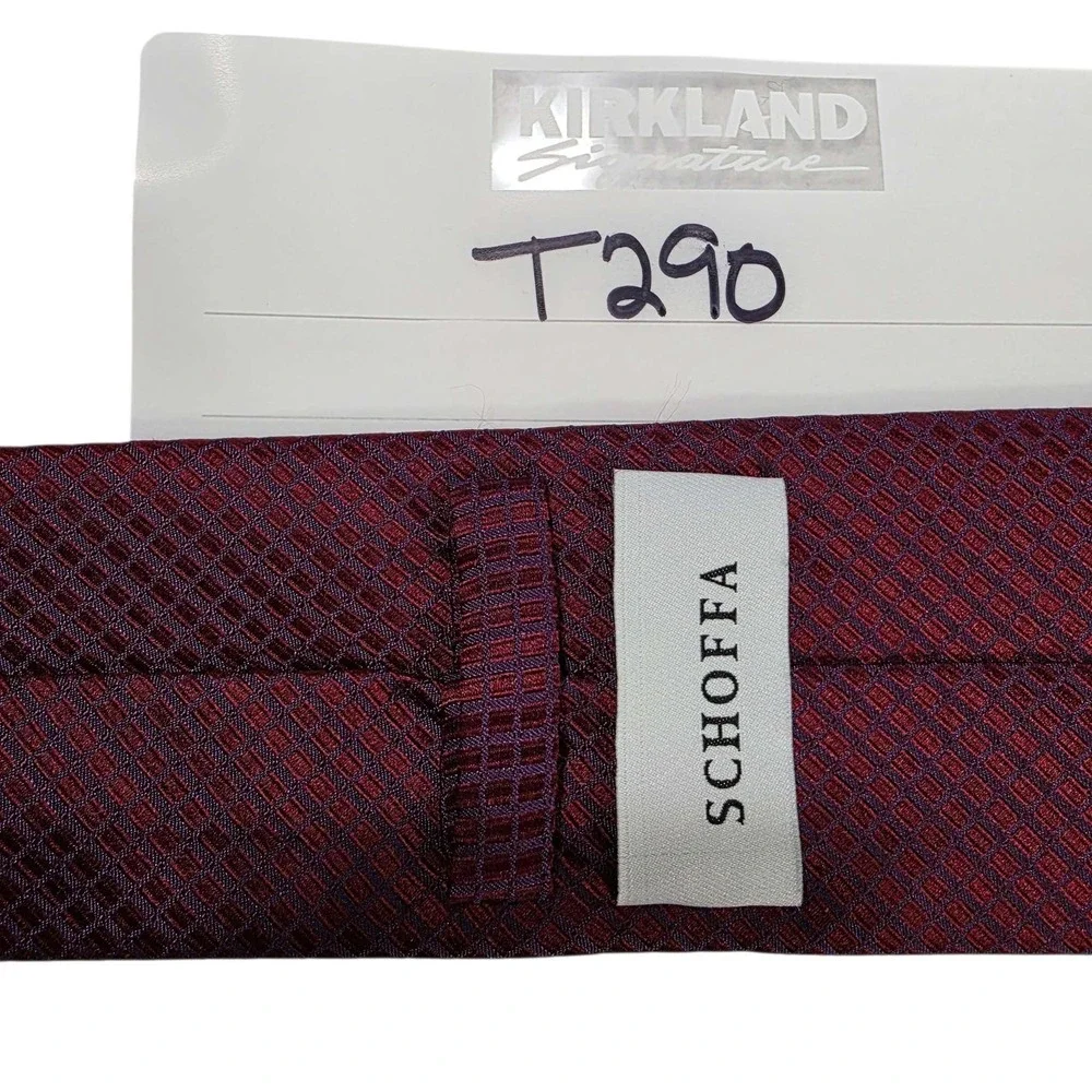SCHOFFA Burgundy Textured‎ Silk Mens Necktie Hand Finished Made in Italy Luxury